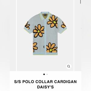 NWT WESC Unisex  S/S Polo Collar Cardigan Daisy’s in Winter Sky Men-M Women’s-L